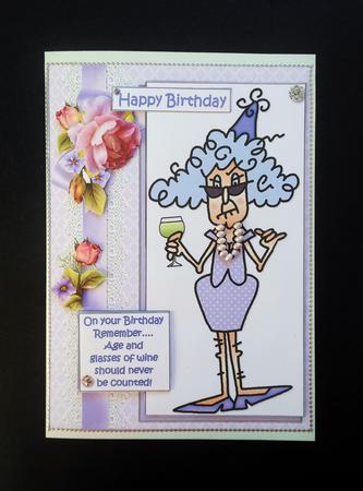 Stella Age and Glasses of Wine Quick Card by S.Elisabet Osborn Wright
