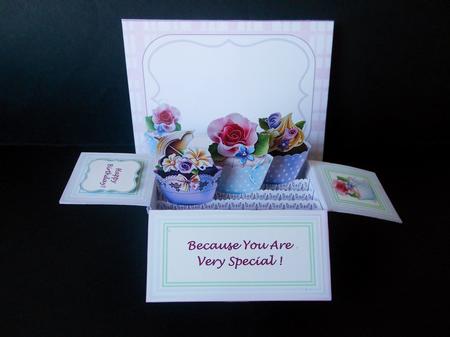 Birthday Cupcakes - Pop-up Box Card Kit & Matching Envelope by S.Elisabet Osborn Wright
