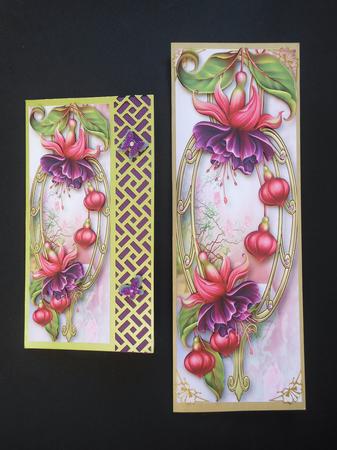Large Dl Fabulous Fuschias & Golden Frame by S.Elisabet Osborn Wright