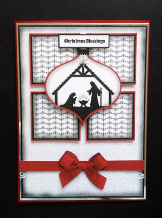 Christmas Decoration Nativity Silhouette 4 Square Card by S.Elisabet Osborn Wright