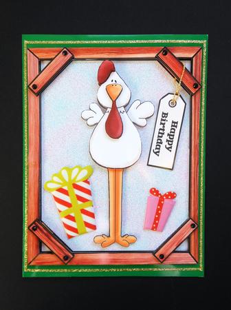 Long Legged Hen in Wooden Frame by S.Elisabet Osborn Wright