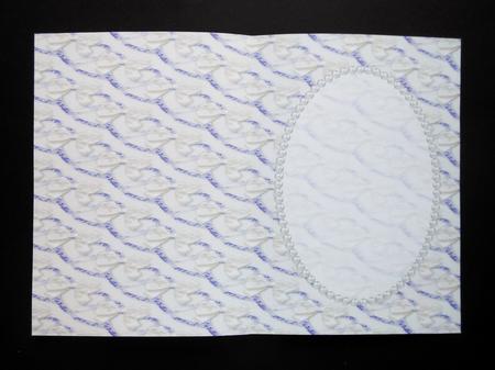 Purple Hearts & Cream Bows on White Insert, with Pearls 2 by S.Elisabet Osborn Wright