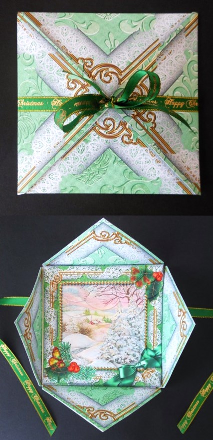 Christmas Stream Holly 5inch Square Picture Envelope Backer by S.Elisabet Osborn Wright