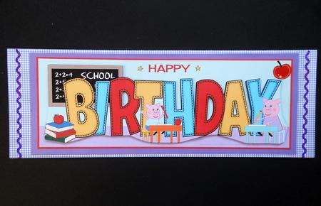 Pinkie Pigs at School Birthday Large Dl by S.Elisabet Osborn Wright