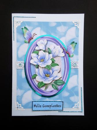 Beautiful Lilac Magnolias in a Oval Frame  by S.Elisabet Osborn Wright