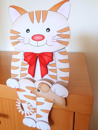 3D on the Shelf Card Kit - Fudge the Ginger Stripey Cat by S.Elisabet Osborn Wright