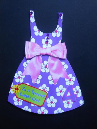 Floral Dress-shaped Card - Pink/purple by S.Elisabet Osborn Wright