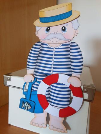 3D on the Shelf Card Kit - Old Man Edwardian Bather Hector by S.Elisabet Osborn Wright