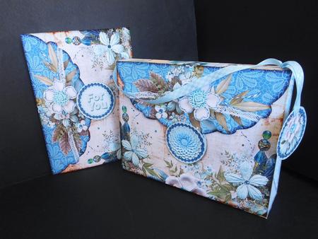 Big Pinchbox (bag) Blue White Flowers 105 by S.Elisabet Osborn Wright