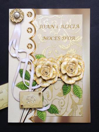 50th Golden Wedding Anniversary Quick Card Front by S.Elisabet Osborn Wright