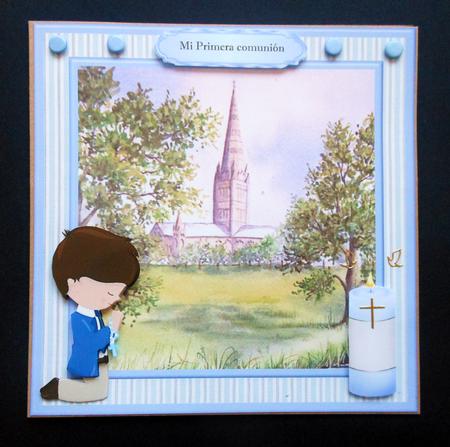 First Holy Communion Boy (brunette) Card Topper & Decoupage by S.Elisabet Osborn Wright