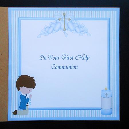 First Holy Communion Boy (brunette) Card Insert by S.Elisabet Osborn Wright