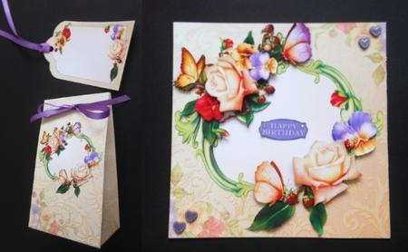 8x8 Pansy's Roses and Butterflies Mini Kit by S.Elisabet Osborn Wright