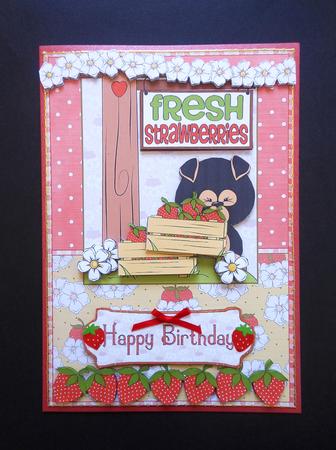 Fresh Strawberries Card Front and Decoupage by S.Elisabet Osborn Wright
