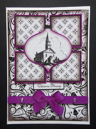 Christmas Decoration Church Silhouette 4 Square Card by S.Elisabet Osborn Wright