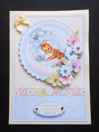 Vintage New Baby Boy & Florals Topper & Decoupage by S.Elisabet Osborn Wright