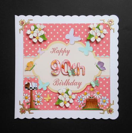 Happy 90th Birthday Butterfly Topper by S.Elisabet Osborn Wright