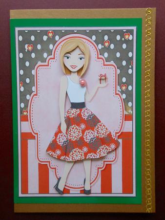 Lady Brings a Surprise Gift Decoupage by S.Elisabet Osborn Wright