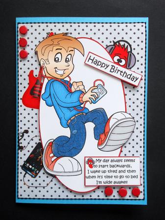 Teen Boy Starts His Day Backwards Quick Card by S.Elisabet Osborn Wright