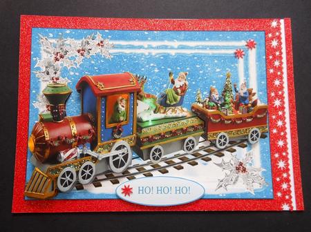 Merry Holiday Train Topper with Decoupage by S.Elisabet Osborn Wright
