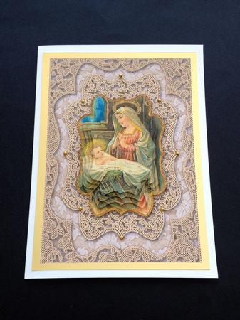 Mary and Baby Jesus A5 Lace Card Front Step by Step by S.Elisabet Osborn Wright
