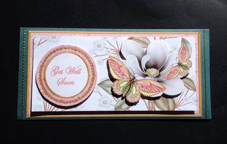 Pink Butterfly Get Well Soon Dl Decoupage Topper by S.Elisabet Osborn Wright