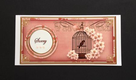 Pink Birdcage Sorry Dl Decoupage Topper by S.Elisabet Osborn Wright