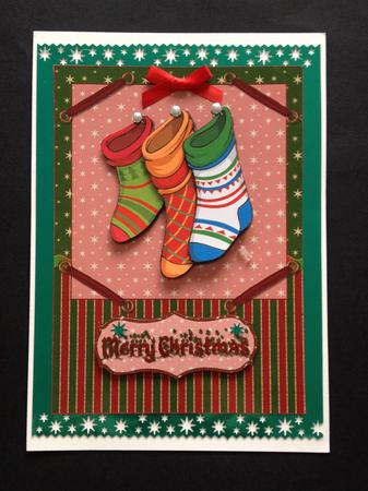 Christmas Stockings Card Front and Decoupage by S.Elisabet Osborn Wright