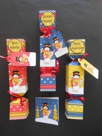 3D Snowman Snowy Scene Christmas Cracker Boxes by S.Elisabet Osborn Wright