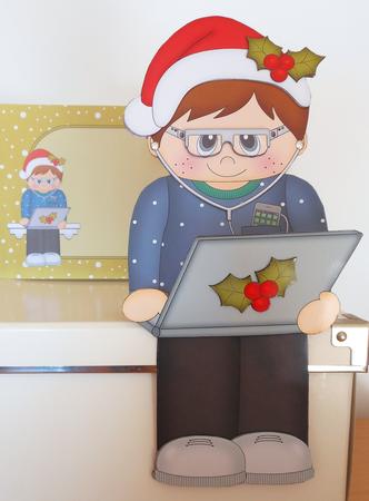 3D on the Shelf Card Kit - Little Christmas Computer Boy by S.Elisabet Osborn Wright