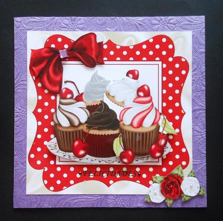 Yummy Cupcakes with Cherries in Polka Dot Frame 8x8 Mini Kit by S.Elisabet Osborn Wright