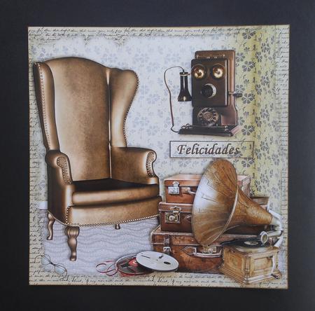 Vintage Room 8 x 8 Card Front with Decoupage by S.Elisabet Osborn Wright