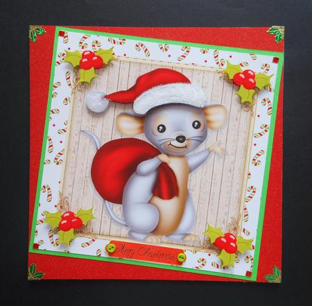 Santa Mouse with Sack 8x8 by S.Elisabet Osborn Wright