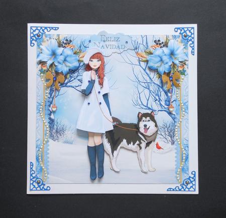 Young Lady Walking Her Dog in the Snow Mini Kit by S.Elisabet Osborn Wright