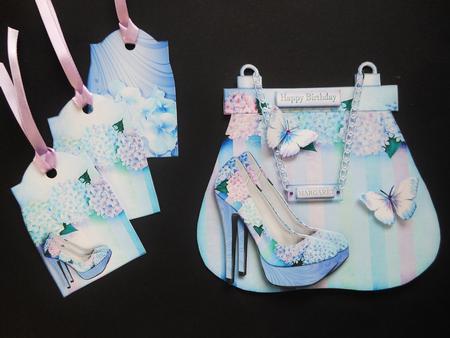 Handbag Shoe Shape Card Purple Blue 757 by S.Elisabet Osborn Wright
