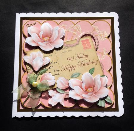 Pink Magnolia 90 Today 8in Extreme Decoupage Cf Kit by S.Elisabet Osborn Wright