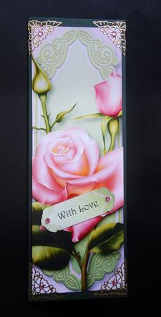 Pink Edwardian Roses Large Dl by S.Elisabet Osborn Wright