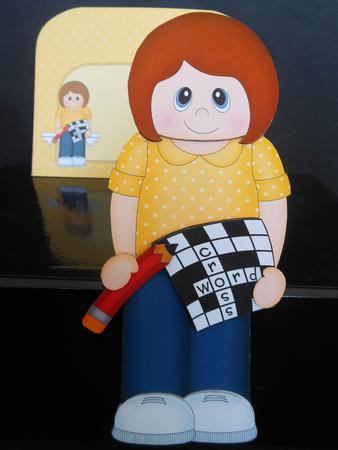 3D on the Shelf Card Kit - Crossword Lady Peg by S.Elisabet Osborn Wright