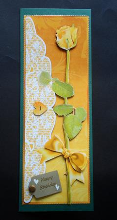 Golden Rose - Large Dl Card Front with Decoupage by S.Elisabet Osborn Wright