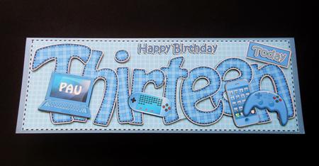 13th Birthday Large Dl Quick Card N 3D Decoupage by S.Elisabet Osborn Wright