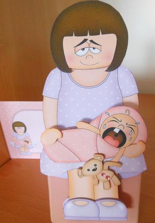 3D on the Shelf Card Kit - Baby Girl's Tired New Mummy Ellan by S.Elisabet Osborn Wright