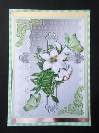 Easter Blessings, with Cross, White Lillies & Butterflies A4 by S.Elisabet Osborn Wright