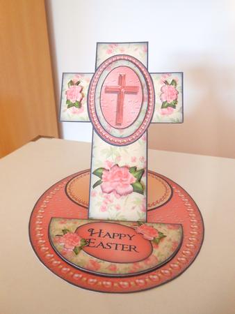 Pink Easel Cross with Roses by S.Elisabet Osborn Wright