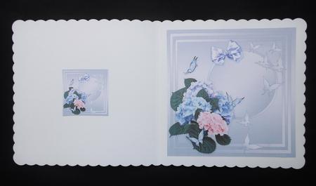 Hydrangeas on a Blue Ornate Panel - 8in x 8in Insert Plate by S.Elisabet Osborn Wright