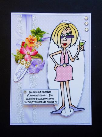 J.j Smiling for Her Sister Quick Card by S.Elisabet Osborn Wright