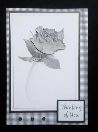 Single Rose Thinking of You, Sympathy Quick Card in Black and White by S.Elisabet Osborn Wright