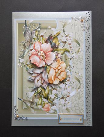 Florals and Butterfly Card Front with Decoupage by S.Elisabet Osborn Wright