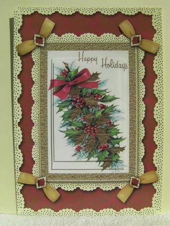 Christmas Bouquet A5 Lace N Bows Card Front Step by Step by Shelley Moniz