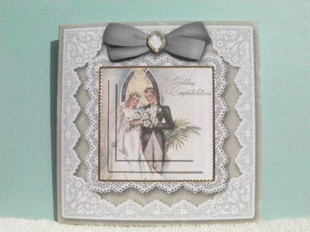 Wedding Congratulations Square Lace Card by Shelley Moniz