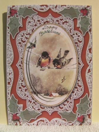 Watching Christmas A5 Oval Lace Card Front Step by Step by Shelley Moniz